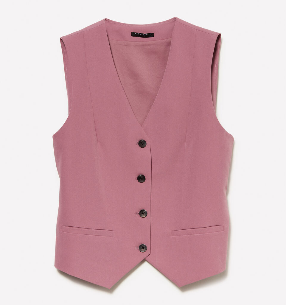 Mauve slim fit vest - women's vests and sleeveless jackets - Lilac | Sisley image number 5